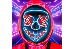 KZATVECY Halloween LED Purge Mask for Adults Scary Light Up Mask for Men Women Cosplay Costume Masquerade Parties Gift