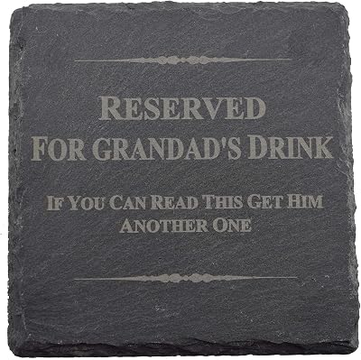 Coaster Gifts Funny Grandad Slate Coaster Reserved For Grandad's Drink