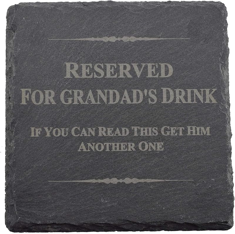 Coaster Gifts Funny Grandad Slate Coaster Reserved For Grandad's Drink