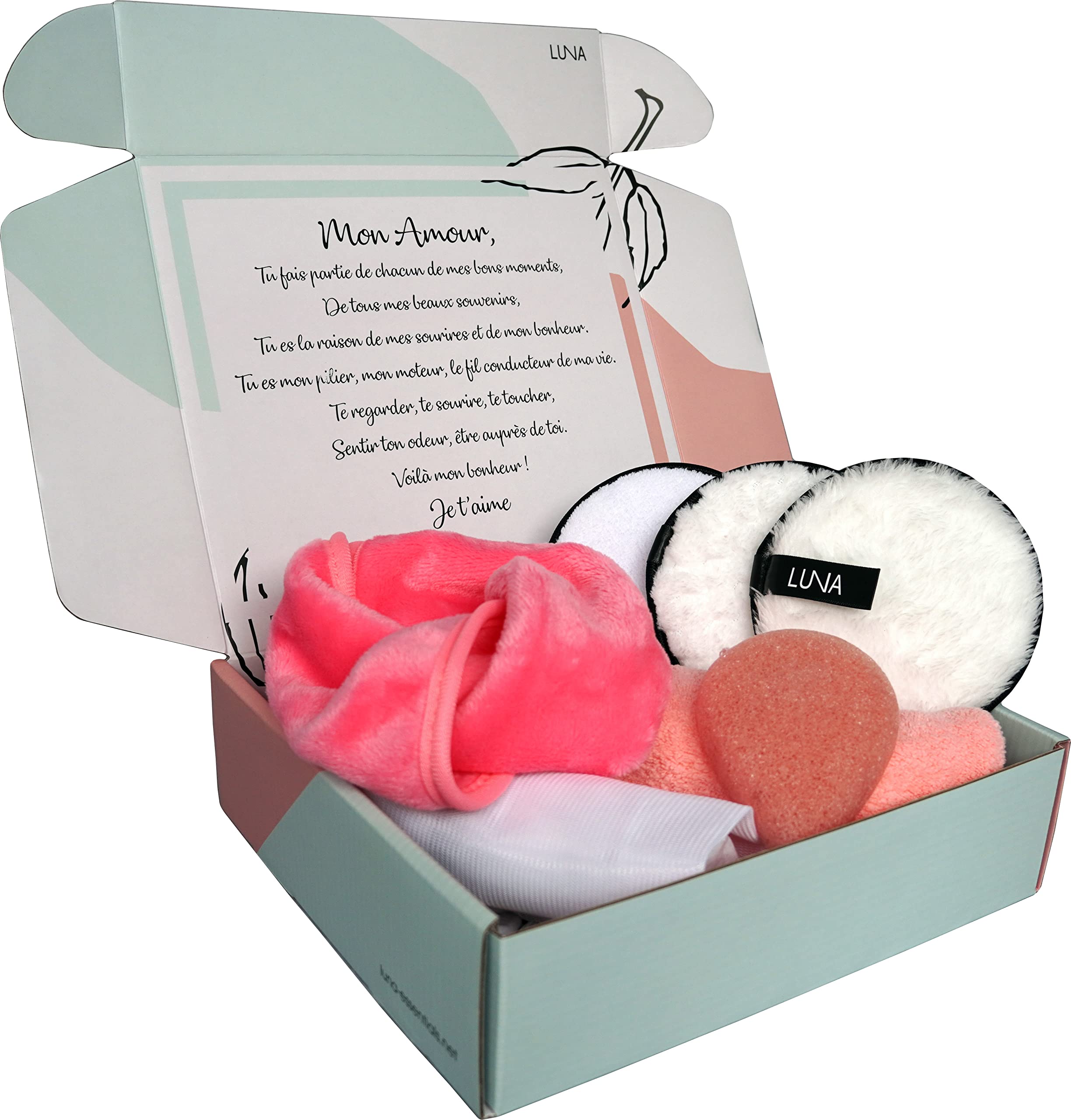 Women's Beauty Spa Gift Set to Give Your Love with Personalised Message, 7 Piece Original and Useful Products, Idea Box for Well-Being for Birthdays, Christmas, Mother's Day