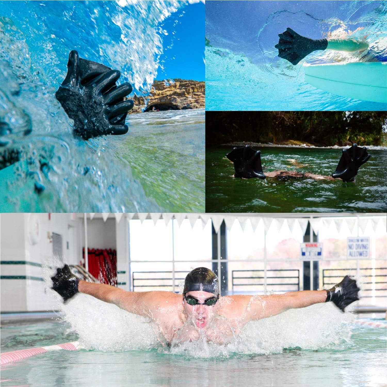 Darkfin Webbed Power Swimming Gloves (1 Pair) for Surfing, Snorkeling, Diving, Ultra Thin Hand Fins for Men and Women, Swim Gear for Water Aerobics and Water Resistance Training : Sports & Outdoors