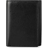BULL GUARD RFID Leather Trifold Wallets for Men ID Window, Secret Pocket, Black