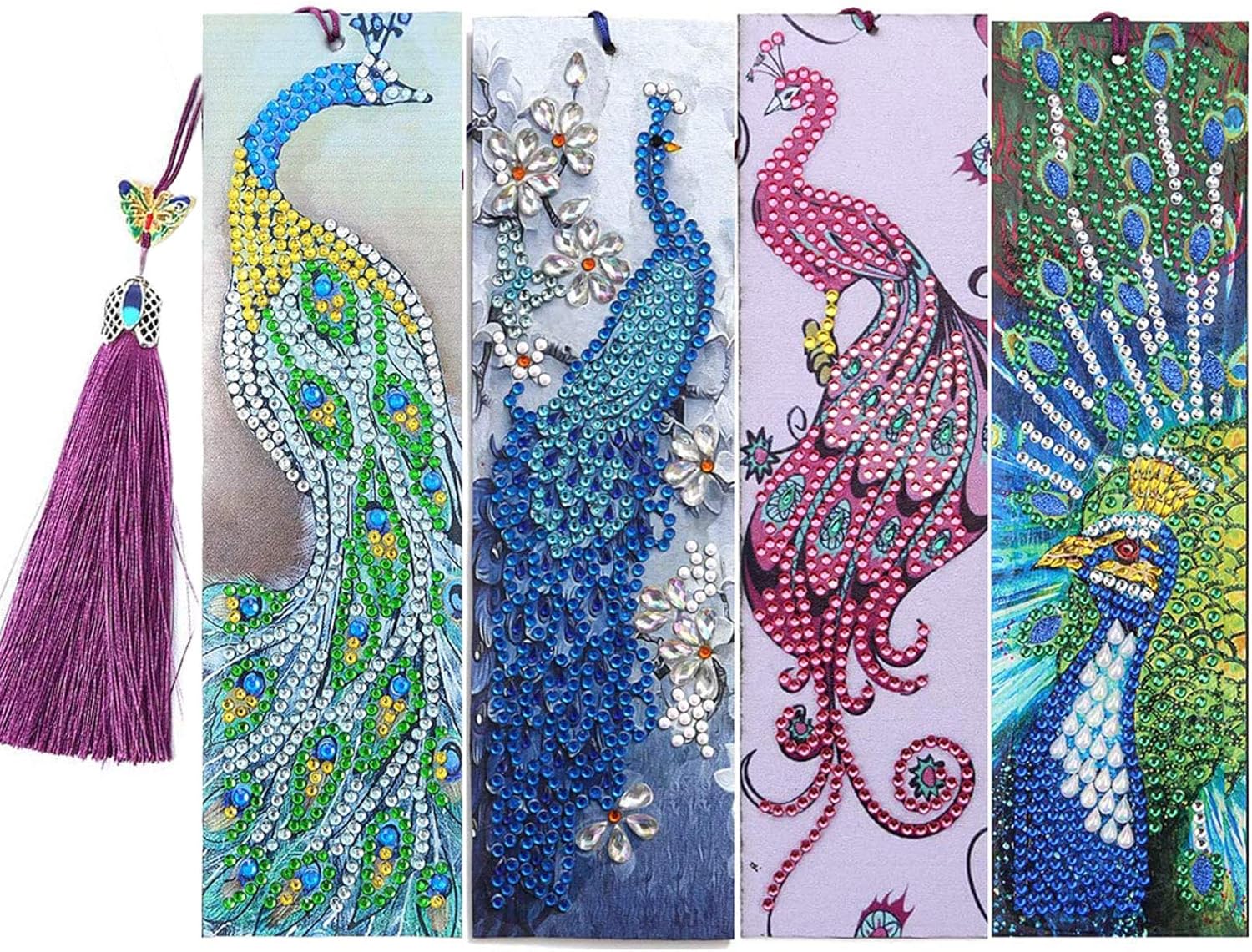 Amazon.com: 5D Diamond Painting Bookmarks Peacocks 4 Pack Kits for