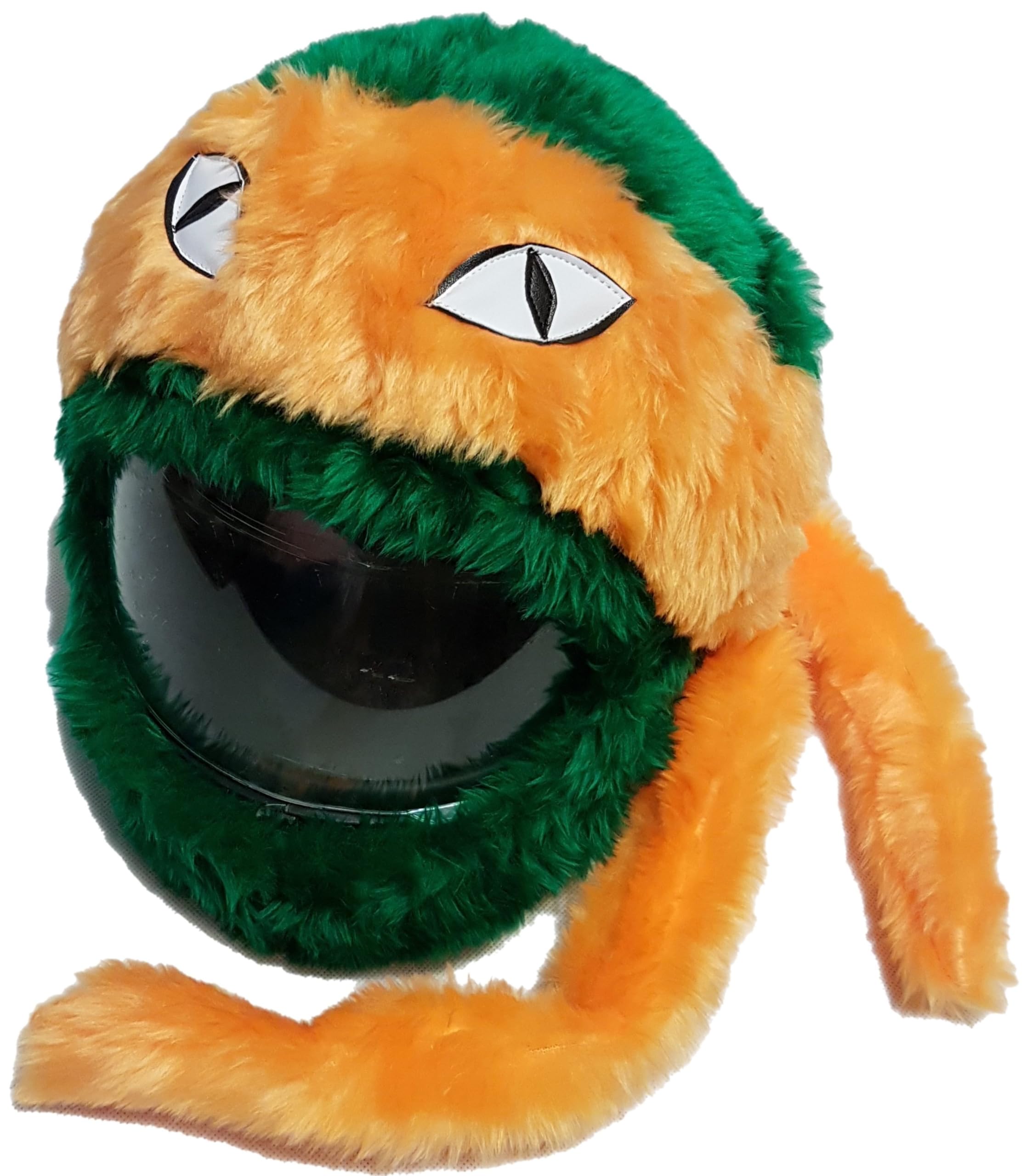 FunnyRiders Motorcycle Helmet Cover, Motorbike Helmet Cover, Funny Heeds Cover Universal Size, Full Face Cover, Furry Green Cover, Funny Helmet Cover, Turtle Helmet Cover (Orange)