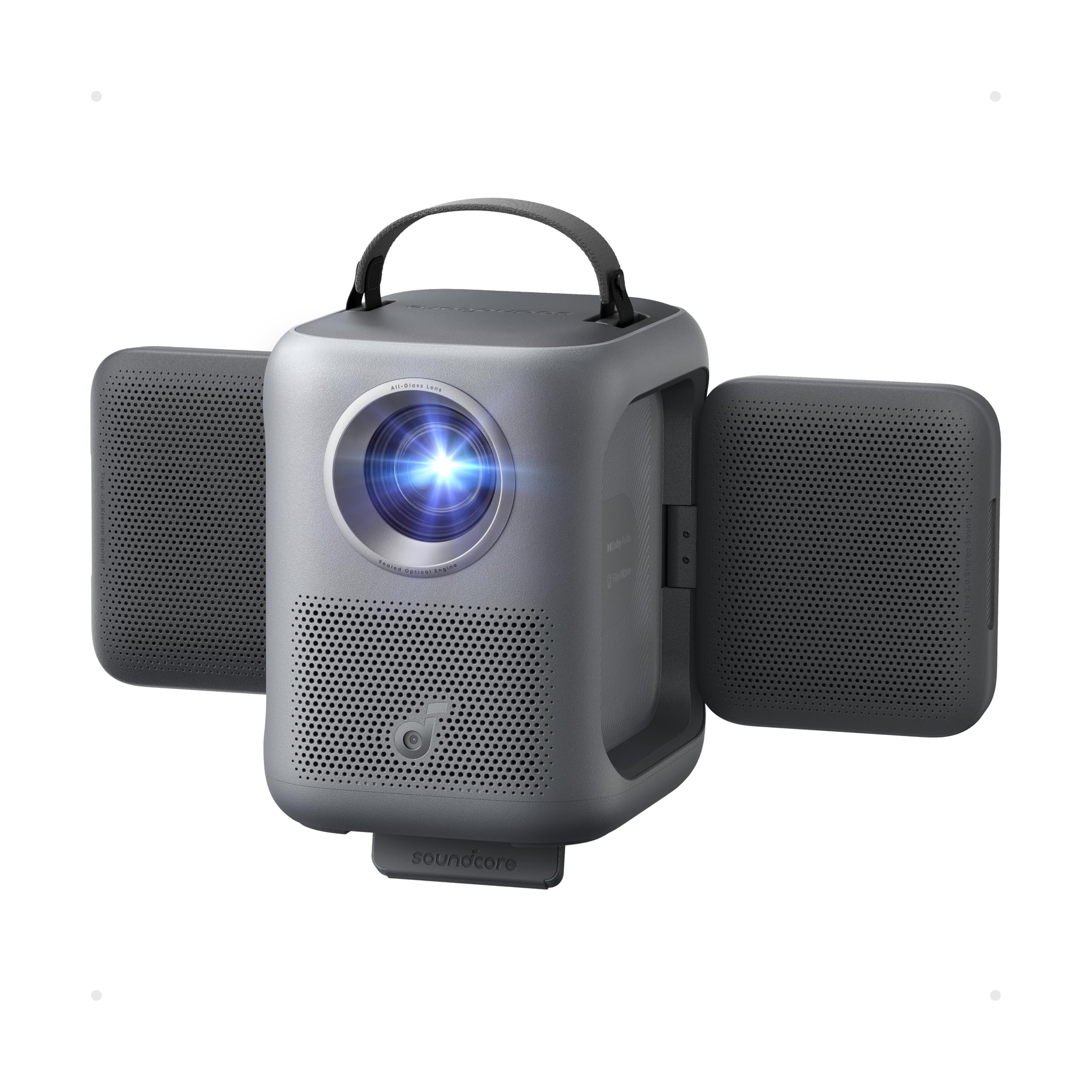 soundcore Nebula P1i Smart-Projektor mit WLAN und Bluetooth, drehbare Lautsprecher, 2.0 Dolby Audio, 380 ANSI-Lumen, Full HD 1080p, Vollglas-Objektiv, duale 10W Stereo-Lautsprecher, Google TV, tragbar