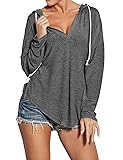 Ezcosplay Women Deep V Neck Solid Pullover Hoodies
