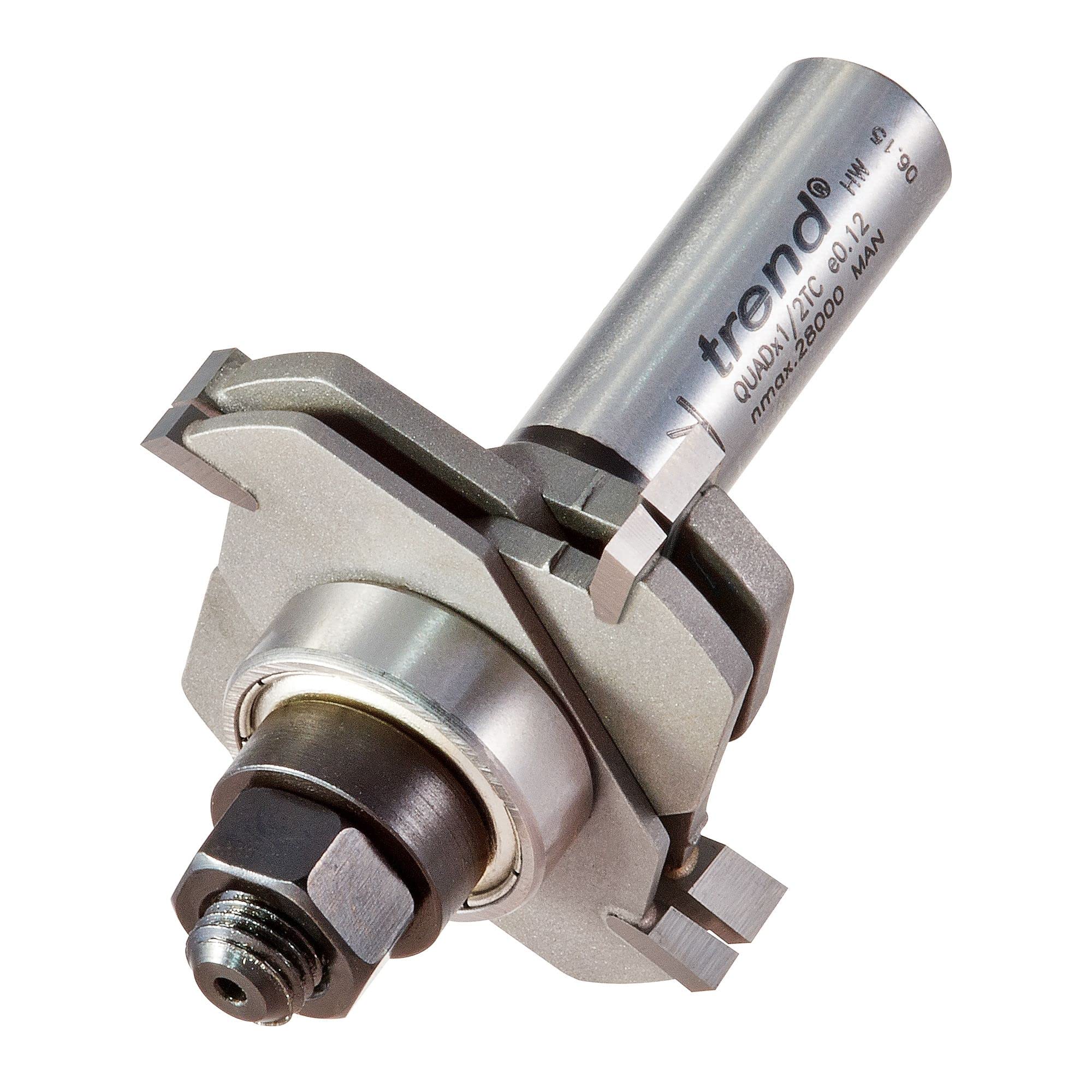 Trend Professional Quad Groover Set Router Cutter, 1/2 Inch Shank, 47.6mm Cut Diameter & Adjustable Grooving Widths from 3.2mm to 18mm, QUADX1/2TC