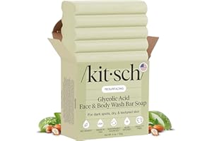 Kitsch Glycolic Acid Face & Body Wash Bar – Resurfacing Bar Soap with Shea Butter for Smoother, Brighter Skin – Gentle Soap &
