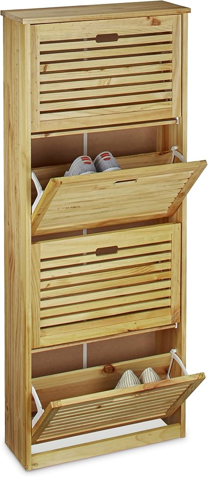 Relaxdays Schuhkipper aus Kiefernholz HBT: ca. 135,5 x 55 x 20 cm