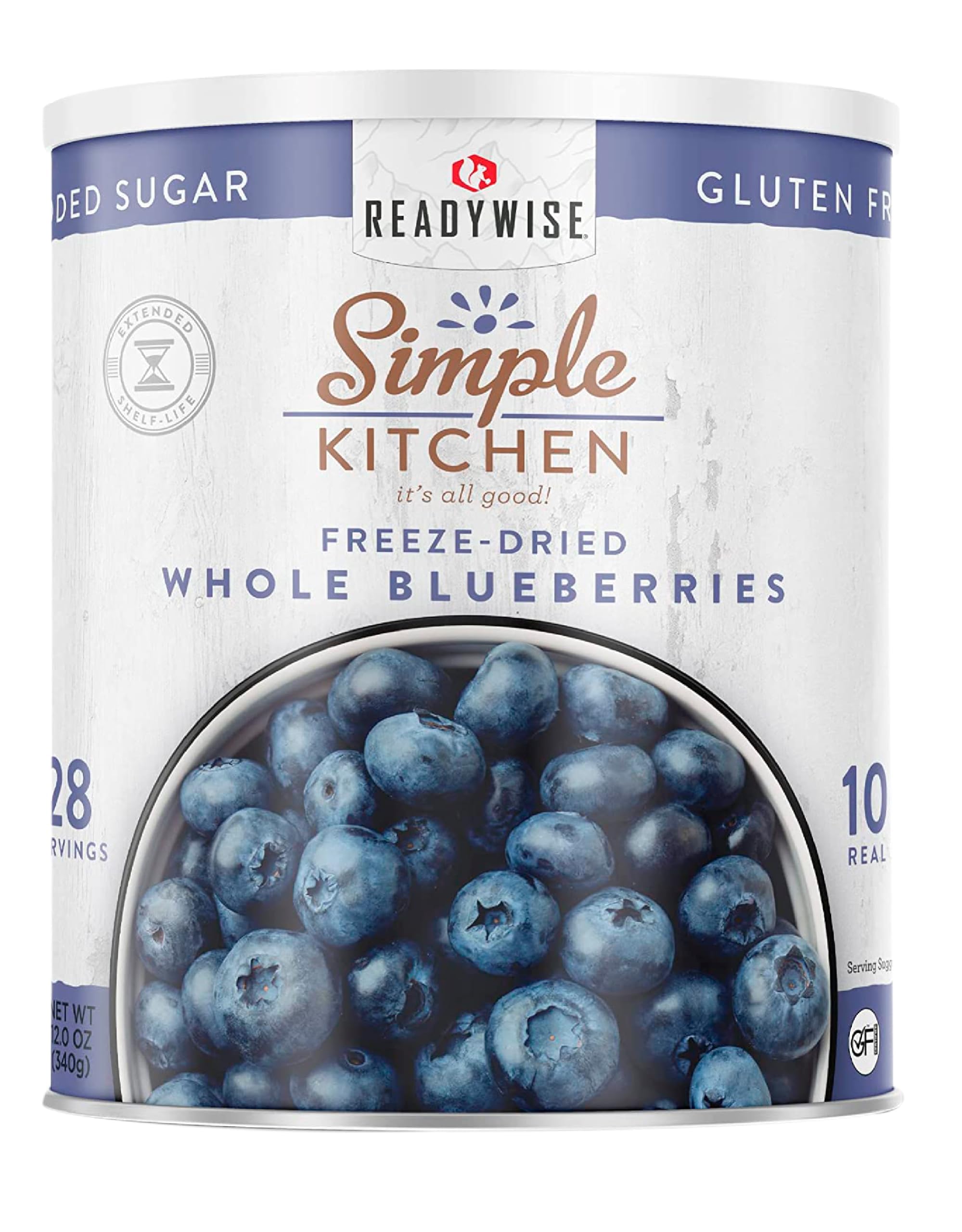READYWISE - Simple Kitchen Freeze Dried Whole Blueberries, 28 Servings, Vegan, Gluten Free, Fruit Snacks, Emergency Supplies, Dehydrated Fruit, Blueberries Image
