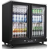 BODEGACOOLER Back Bar Cooler with 2 Glass Doors,7.7 Cu.ft Commercial Bar Beverage Refrigerator Under Counter LED Lighting for Soda Drinks,Beer,Wine with Stainless Steel Top,DOE Approved,4 Casters