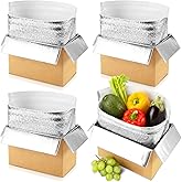 Convivium 4 Pack Insulated Shipping Boxes with Foil Liner Bags, Reusable Thermal Cooler Mailing Cartons for Cold Pack Shipping, Hot &amp; Frozen Food Delivery, 8''x5''x6''