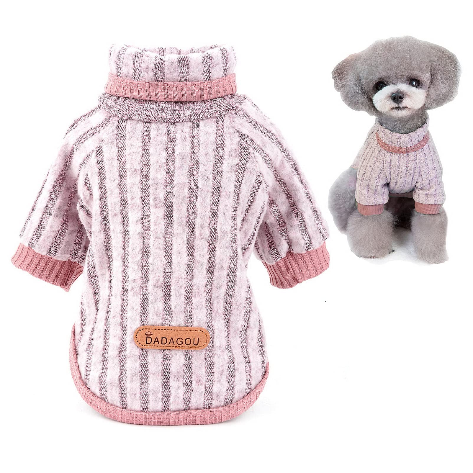 SMALLLEE_LUCKY_STORE Pet Pullover Turtleneck Knit Jumpers Sweaters for Small Dogs Cat Girl Boy Cozy Soft Shirt Sweatshirts Warm Winter Coat Puppy Yorkie Chihuahua Clothes