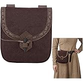 Mythrojan Belt Pouch Viking Canvas Belt Bag Medieval Bag Renaissance Costume Accessories LARP Waist Bag Cosplay Coin Purse Antique Vintage Coin Pouch - Brown