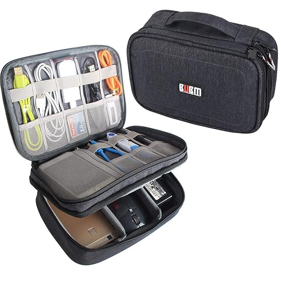 BUBM Mehrfachfunktion Kabelorganiser Tasche Reisetasche mit Doppelschichten für Elektronische Zubehöre wie Netzteil, Maus und