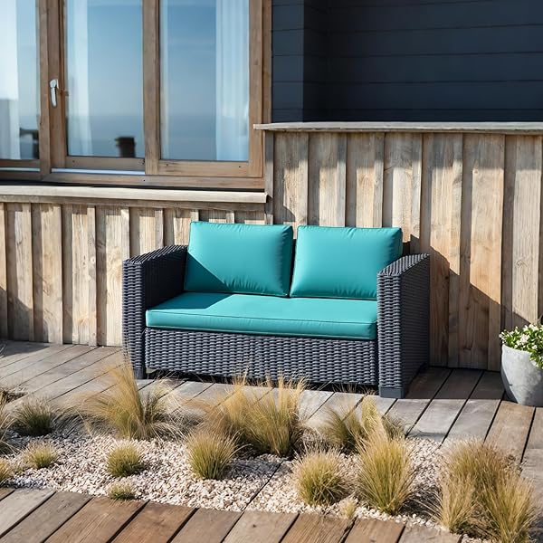 AMTARP OUTDOOR LOVESEAT CUSHIONS, 48 X 24 X 4 INCHES WATERPROOF FADE RESISTANT CUSHION SET FOR COUCH, BENCH AND SWING