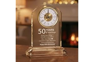 DEEWISH 50th Wedding Anniversary Clock, Best Gifts Ideas for Couple Parents Wife Husband Golden 50 Years of Marriage for Him 