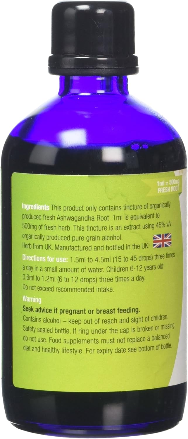 Organic Herbal Remedies Ashwagandha Tincture, 100 ml, Blue Bottle, 100 ml (Pack of 1) - Image 4