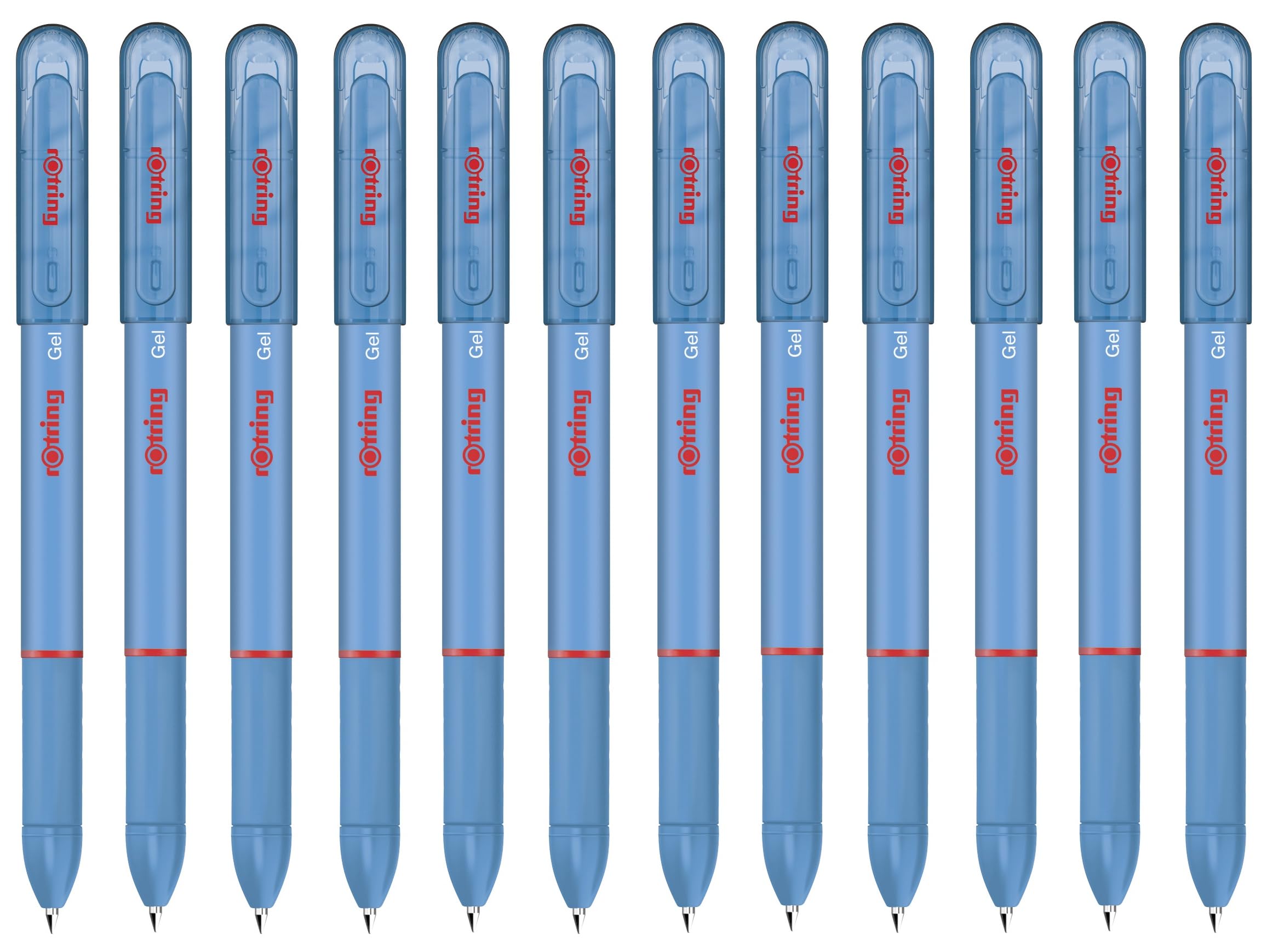 rOtring Gel Rollerball Pens - Medium Point 0.7mm - Light Blue Ink - Pack of 12 - Smooth Quick Drying Gel Ink - Rubber Grip