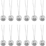 Mini Disco Ball Necklaces - 70s Dance Party Favor Decorations - 12 Pack