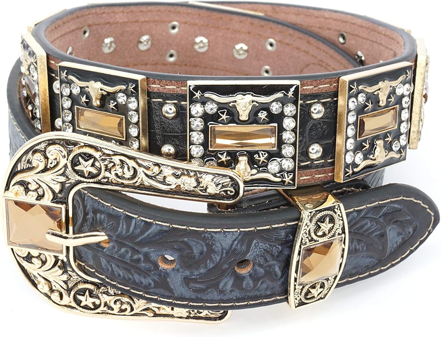 Genuine Leather Western Belt for Men And Women Rhinestones With
