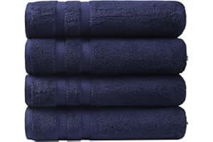 SOFE HOME AND LIVING SOFE H&L | Olea Luxury Cotton Turkish Bath Towels Set of 4 Navy Blue | Premium, Soft, Durable, Absorbent | Hotel Quality Plush Towels and Thick Towel Sets