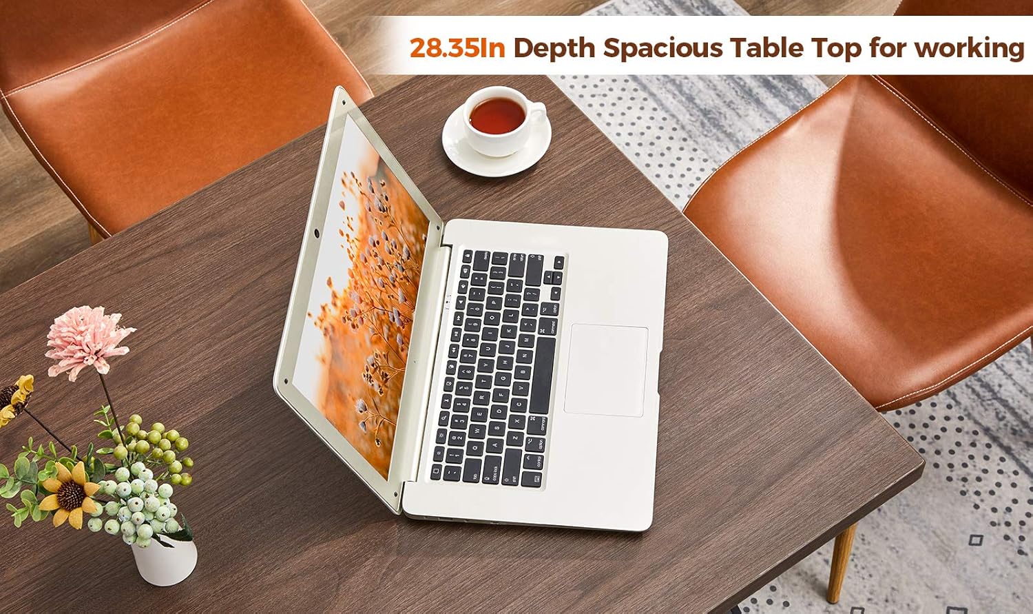 GreenForest 47" L x 29.52" W Kitchen Dining Table Computer Desk, Industrial Modern Kitchen Room Table for 4-6 People, Wooden Leisure Coffee Table, Walnut - Tables