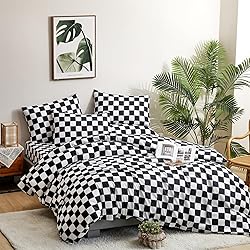 Luxlovery Black Checker Comforter Set Cal King