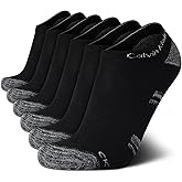 Calvin Klein Mens No Show Socks - 6 Pack Soft Cotton Blend Cushioned Athletic Low Cut Socks for Men for Sports and Running
