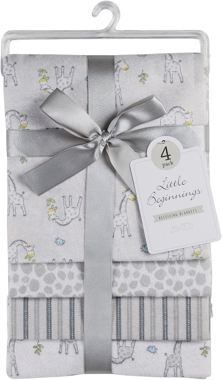 Little Beginnings 4 Pack Laddered Receiving Blanket, Giraffe Print