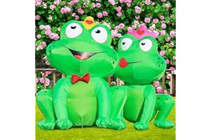 DeeKom 5FT Valentine's Day Inflatable Outdoor Decoration Frog Couple, Lights Holiday Blow Up Yard Decoration for Holiday Party Garden Yard Lawn Spring Décor