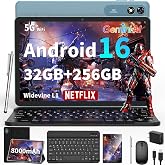 2026 Android 16 Tablet 10 inch - 32GB+256GB+2TB Expand, Gemini AI (Black) | Tablet with Keyboard, 8-Core, 8000mAh, GMS, GPS, 2 in 1 Tablet with Case, Mouse, Stylus, for Study, Business &amp; Entertainment