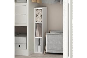 Furinno Reed 3-Tier Closet Organizers and Storage, Closet Organizer, Open Shelf Closet Storage, for Wardrobe, Bedroom, Living Room, 6-Inch Width, White