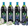 TAHITIAN NONI Juice by Morinda, Original and Authentic, Noni Fruit Puree from Tahiti with Natural Blueberry & Grape (Resveratrol), All-Natural Daily Wellness Drink - 4 One Liter Juice Bottles Per Case