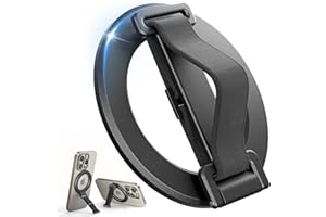 SUPERONE 2024 Upgrade for MagSafe Phone Grip with Finger Strap, Removable MagSafe Ring Holder with Kickstand Finger Loop, MagSafe Accessories for iPhone 15/14/13/12 Series, Black