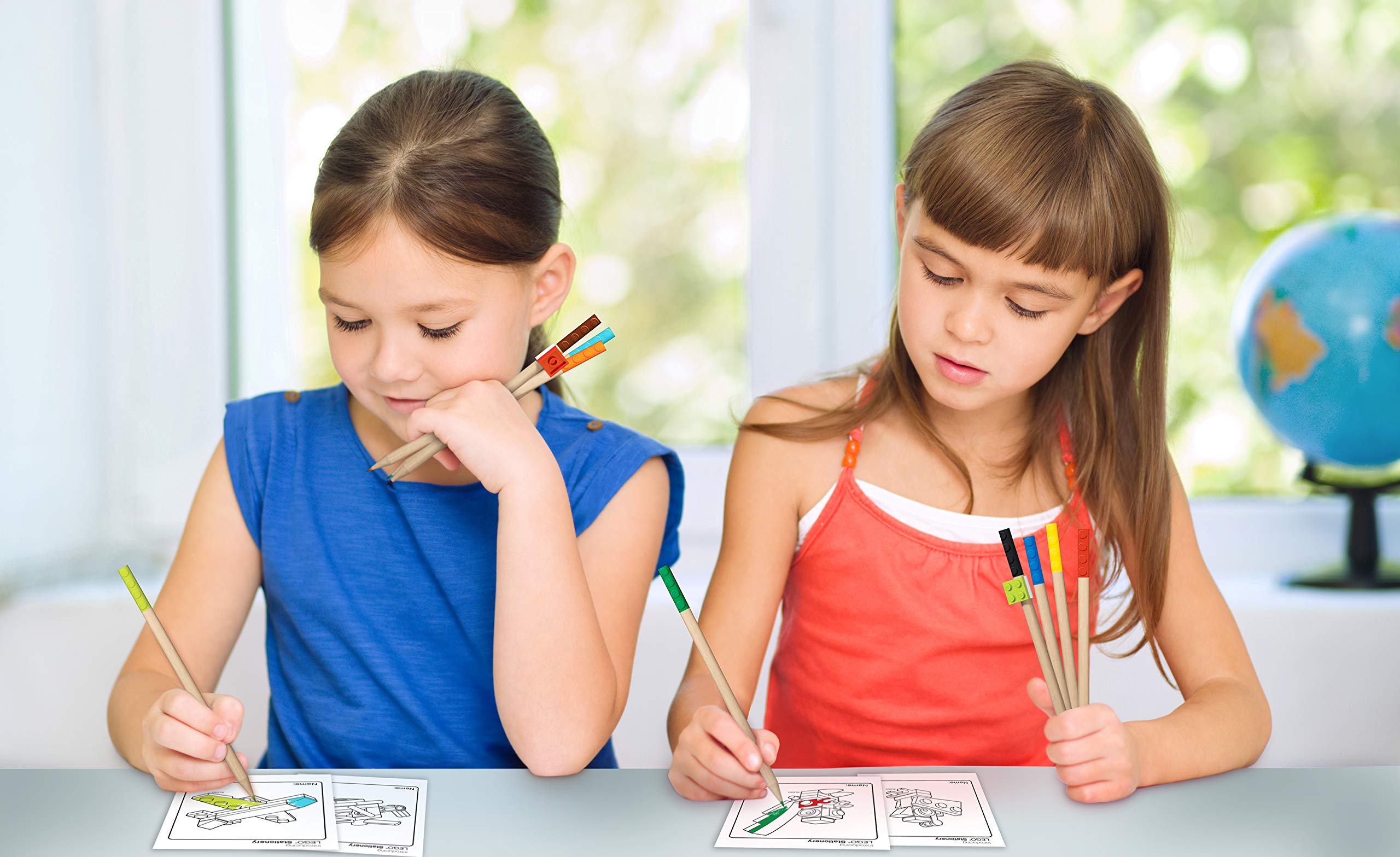 LE51515 9 Pack Coloured Pencils With Toppers, Assorted Colours