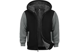 Ceoutdoor boys Fleece Jacket Zip Up hoodie Kids Winter Coats Warm Soft Sherpa Lined Hoodie Outerwear Teens 6-15