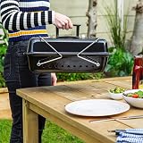George Foreman Portable Charcoal BBQ, Lightweight, Foldable Legs, Black view 5