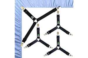 FIBOOMERANG Bed Sheet Straps - Fitted Sheet Clips and Sheet Holder Elastic Bands Bedsheet Fasten Suspenders Grippers, 4Pcs/Se