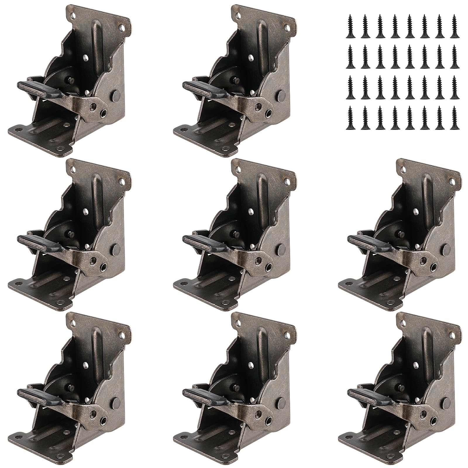 MOUYAT 8 Pack Folding Table Legs, 90 Degree Self-Locking Hinge, Extension Support Brackets with Screws, Folding Shelf Brackets for DIY, Table, Bed, Workbench