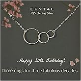 EFYTAL 30th Birthday Gifts for Her, Sterling Silver or Gold Plated 3 Circles Necklace, 30 Year Old Happy Birthday Gift for Women, 30th Best Friend Birthday Gifts for Women, 30th Birthday Decorations