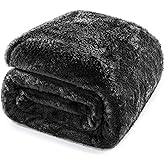 Whale Flotilla Black King Size Blanket for Bed, 300GSM Soft Warm Fleece Fabric, Decorative Lightweight Plush Fluffy Blankets for All Season, 90x104 Inch