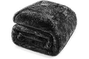 Whale Flotilla Fleece King Size Blanket for Bed 90x104 Inch, Super Plush and Soft 300GSM Blankets for All Season, Fluffy and Lightweight, Black