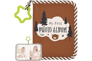 Baby Photo Album Holds 17 4x6 Pictures My First Family Album with Soft Cloth Cover and Safe Mirror Baby Memory Book Photo Boo
