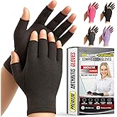 Compression Arthritis Gloves for Women and Men, Fingerless Rheumatoid Arthritis Carpal Tunnel Pain Relief Gloves, Hand Support Wrist Brace for Tendonitis Swelling Crocheting Typing Neuropathy Black M