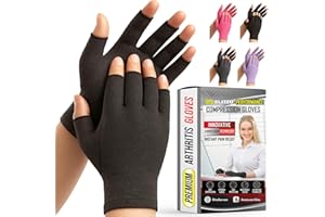 BLITZU Compression Arthritis Gloves for Women and Men, Fingerless Rheumatoid Arthritis Carpal Tunnel Pain Relief Gloves, Hand Support Wrist Brace for Tendonitis Swelling Crocheting Typing Neuropathy Black M