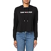 Tommy Hilfiger Women's Lightweight Logo Hoodie Sweatshirt, Black, Large