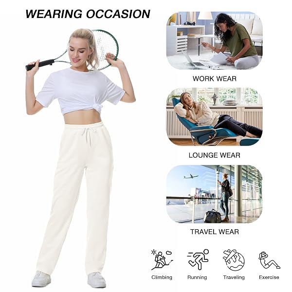 BETTERCHIC WOMEN’S SWEATPANTS ANTISTATIC MICRO FLEECE SWEAT PANTS WITH POCKETS STRAIGHT LEG SWEATPANT FOR WOMEN (WHITE, XL)