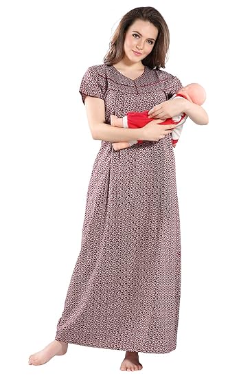 Printed Feeding Nighty, Maternity and Feeding Nighty for Women.