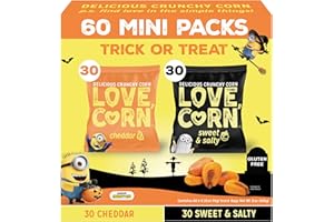 LOVE CORN Variety Pack, Featuring Cheddar & Sweet and Salty, 0.35 oz x 60 Delicious Crunchy Corn Healthy Family Snacks Gluten Free, Kosher, NON-GMO, Great Alternative for Chips, Nuts, Crackers, and Pretzels
